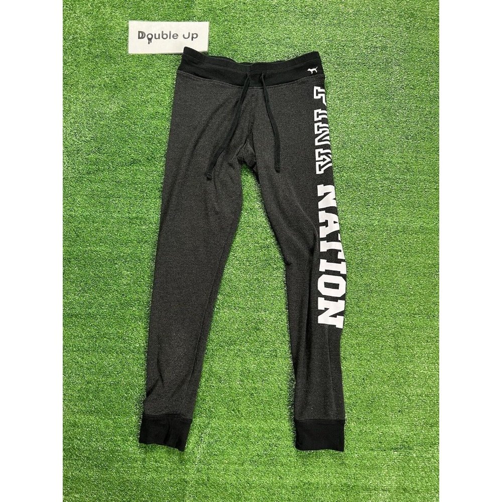 VICTORIAS SECRET  PINK Nation Exercise WOMEN Size Medium YOGA SPANDEX Grey Gray
